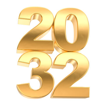 Gold 3D year 2032 numbers