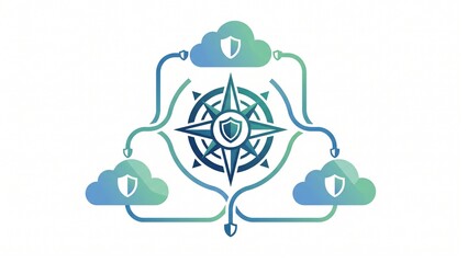 Obraz premium Secure Hybrid and Multi-Cloud Architecture Design Flat Vector Illustration