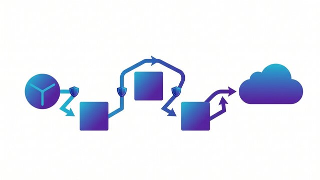 Secure DevOps Pipeline and Cloud Software Delivery Flat Vector Illustration