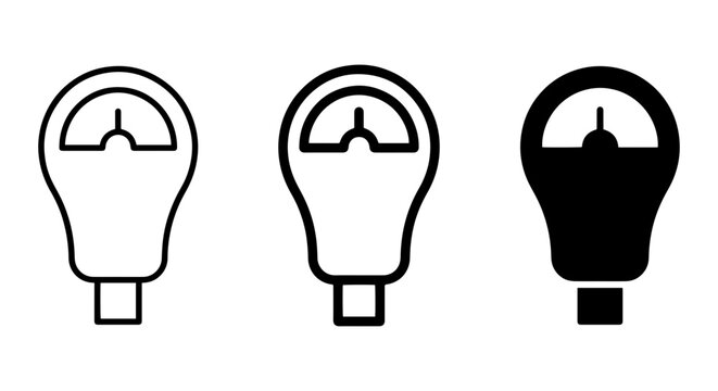 Parking Meter Icons, Meter Symbol Set, Urban Street Equipment, City Collection
