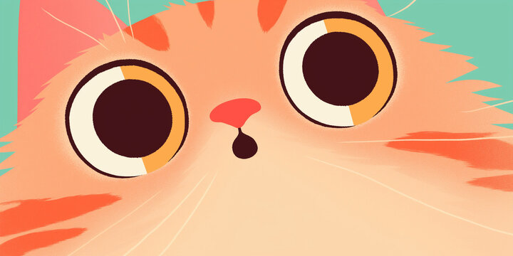 Cute Orange Cat Face Close Up with Big Eyes &ndash; Playful Illustration