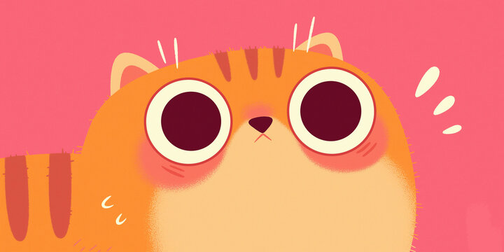 Cute Orange Cat with Big Eyes &ndash; Colorful Playful Illustration
