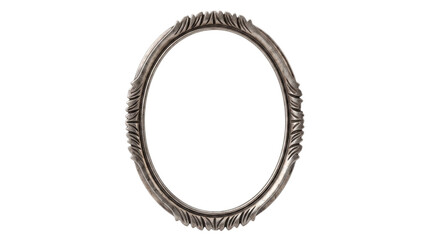 Naklejka premium Oval silver carved metallic picture frame on a transparent background