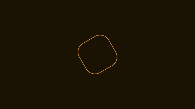 Gold outline of a rounded square sits tilted on a dark background.