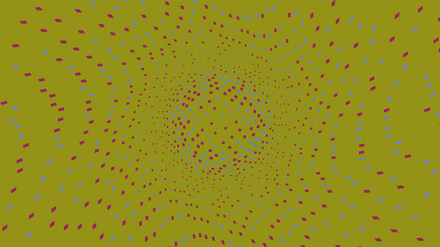 Wavy pattern of purple and blue diamonds on mustard yellow background