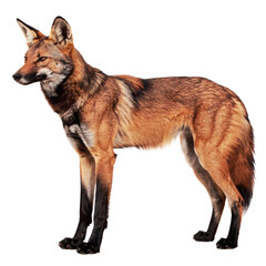 Obraz premium Maned Wolf Standing Profile Isolated on Black Background Wild South American Canid