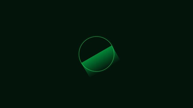 Green geometric circle icon features a diagonal gradient cut on a dark background.