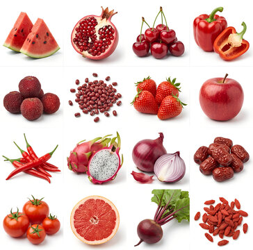 Collection of 16 Red Fruits and Ingredients