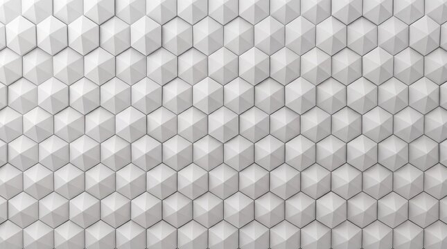 White abstract geometric hexagonal pattern background 3D texture