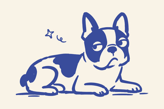 French Bulldog Hand Drawn Dog Portrait