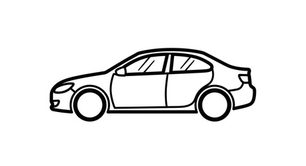Fototapeta premium Simple Outline Drawing of a Sedan Car, Vector Illustration