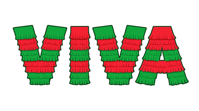 Viva typography lettering styled as festive party pinata