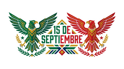 Fototapeta premium Mexican Independence Day Emblem With Eagle Illustration