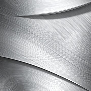 Abstract metallic background featuring brushed silver texture with elegant curves and smooth light reflections for modern industrial design projects.