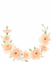 Fototapeta premium Peach floral wreath watercolor frame illustration
