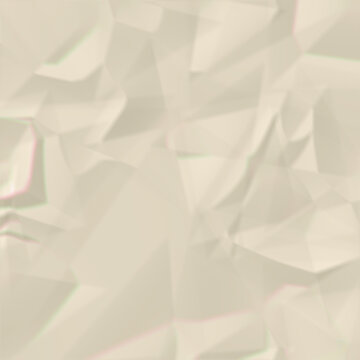 Abstract background of crumpled paper texture in light beige color, soft shadows and highlights creating a geometric low poly effect