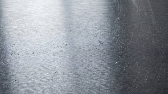 Close-Up of Scratched Metallic Surface with Light Reflection for Industrial Design Backgrounds