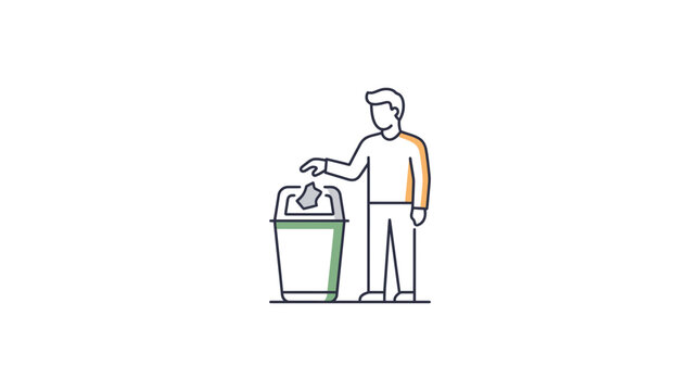 Man throwing trash into a waste bin for recycling and cleanliness