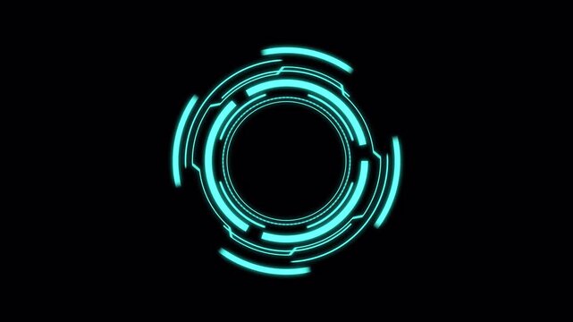 Futuristic HUD target sci-fi technology interface on dark background. circular glowing cyan neon futuristic digital target. suitable for gaming interfaces. 4k
