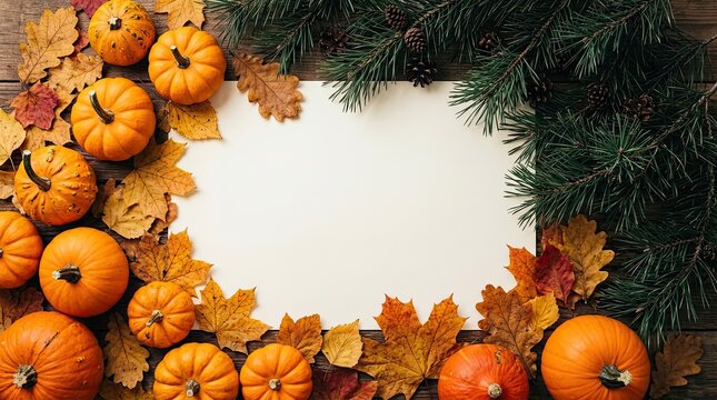 Autumn Thanksgiving and Halloween Background with Orange Pumpkins