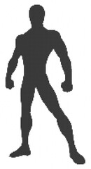 Halftone superhero silhouette