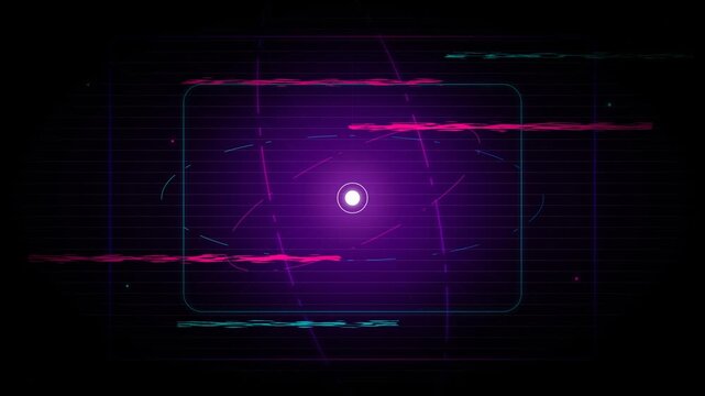 Sci-Fi Quantum Atom Nucleus HUD Motion Loop, Glowing Neon Tech Core Animation, Cyberpunk Digital Physics Science Background