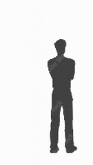 Halftone silhouette of a man standing with arms crossed, representing a confident and professional figure