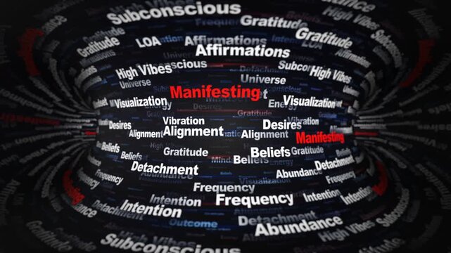 MANIFESTING Keywords Animation on Tunnel Walls, Background, Loop
