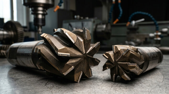 Industrial Milling Cutters on Workshop Table