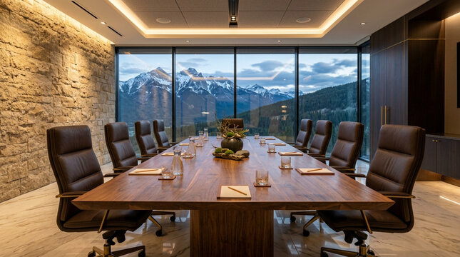 Luxury Conference Room with Mountain View