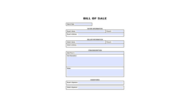 Editable bill of sale, color vector illustration