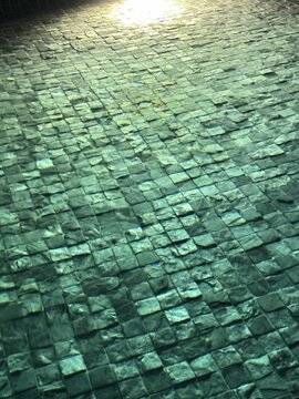 Green Stone Tile Wall Pattern and Texture Background