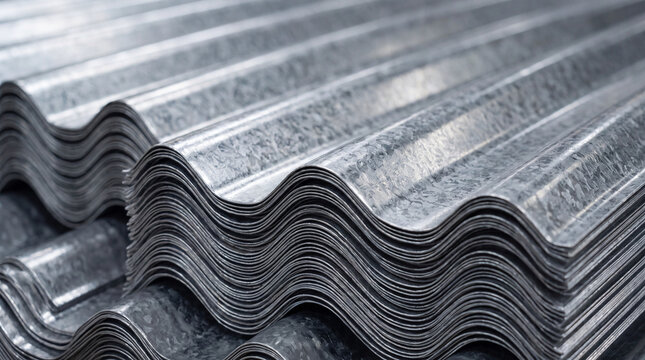 Metal sheets stacked industrial zinc pattern construction material durable steel corrugated wavy texture stable build home building