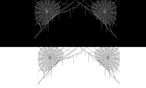 Halloween Cobweb Corner Border Vector Illustration
