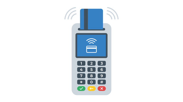 Contactless POS Terminal Machine for Credit Card Wireless Payment Transaction Illustration