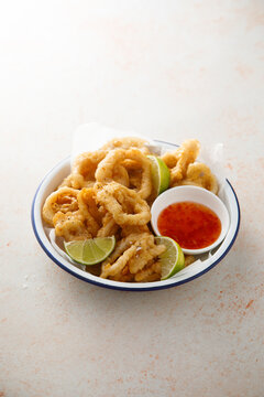 Battered deep fried squid rings