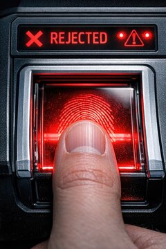 A close-up shot of a person's finger pressing a red button on a car