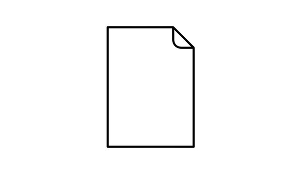 Simple black outline icon of a single sheet of paper with a folded top corner isolated on a white background.
