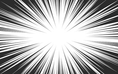 Fototapeta premium Comic book radial lines background. Manga speed frame. Explosion illustration.