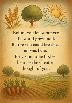 Perfect Match of Hunger and Food as Evidence of a Provident Creator Poster Printable Wall Art