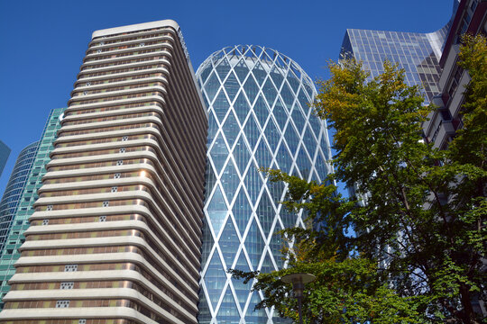 District La Defense in Paris France. It is Europes largest business district with 560 hectares area 72 glass and steel buildings and skyscrapers 