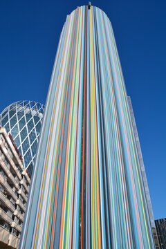 District La Defense in Paris France. It is Europes largest business district with 560 hectares area 72 glass and steel buildings and skyscrapers 