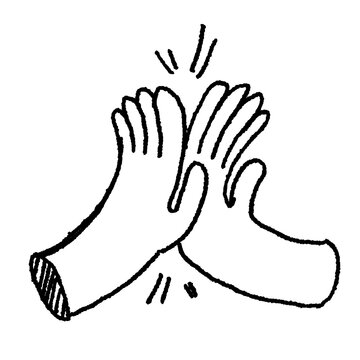 Hand Drawn High Five Icon &ndash; Doodle Teamwork Hands Illustration