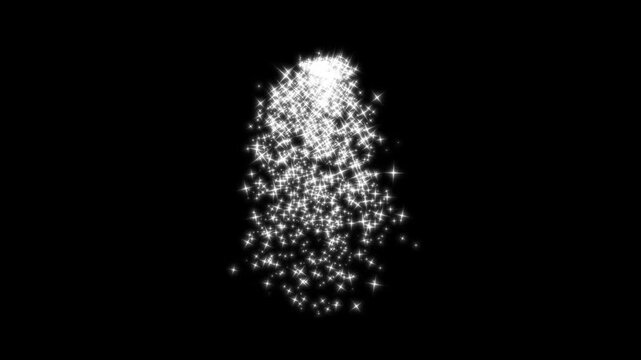 glowing dust particle sparkle star line animation featuring twinkling fairy light, magical shimmer trail burst, cartoon doodle stars motion, festive overlay design on black screen background 4k loop