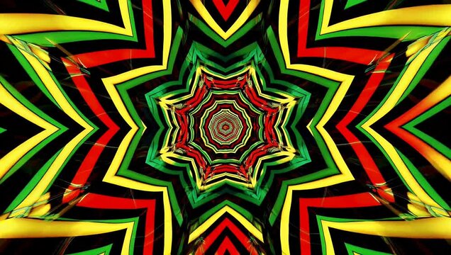 An intricate kaleidoscope pattern shifting rapidly with a brilliant spectrum of vibrant colors and symmetrical geometric designs for creative visual editing