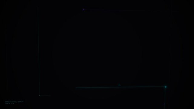 Futuristic cyber network background with glowing blue digital nodes, plexus connection lines, and abstract sci-fi HUD elements over a dark screen, perfect for modern tech and data concepts.
