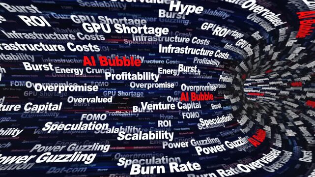AI BUBBLE Keywords Animation on Tunnel Walls, Background, Loop
