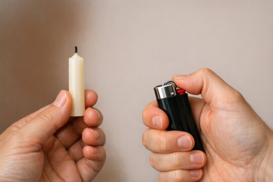 A person holds a lighter in their hand, ready to light something up