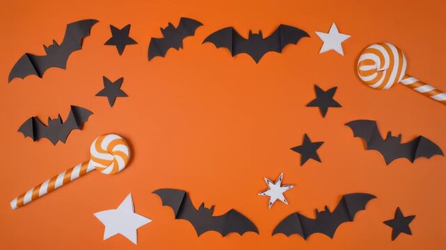 Friendly Halloween paper craft gentle stop motion, 3D render