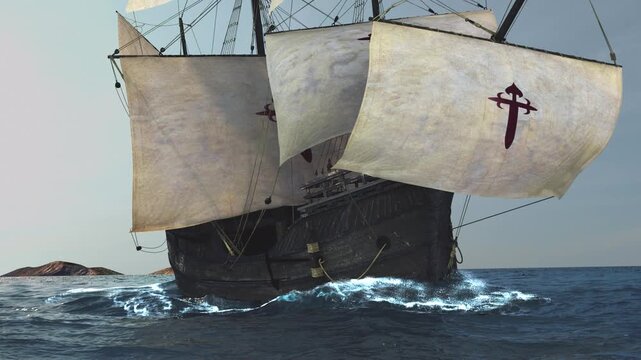 The NAO VICTORIA is the flag ship of the MAGELLAN armada. 
A scientific 3D-reconstruction of a spanish galleon fleet 
in the beginning of the 16th century.sails ahead of a global circumnavigation